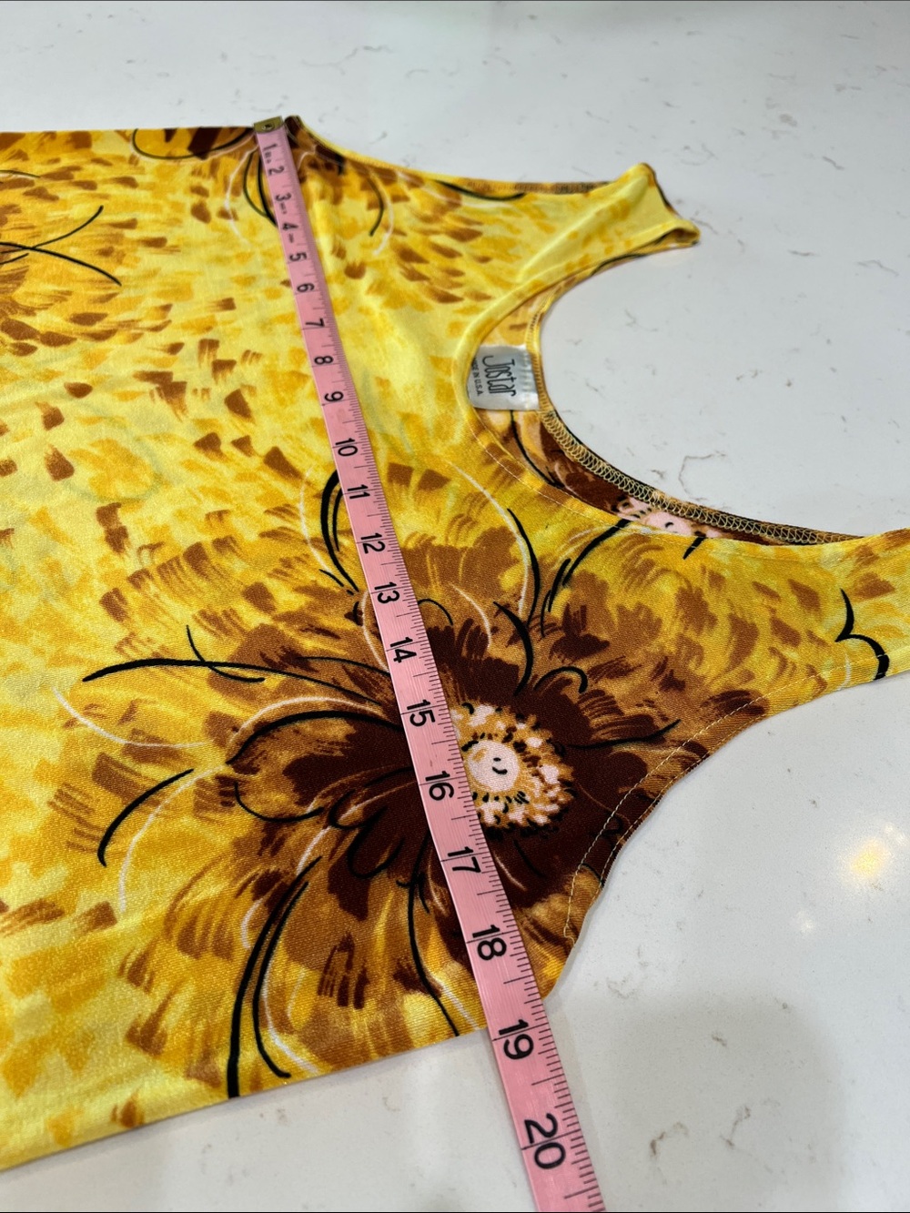 Vintage Jostar Yellow Brown Floral 2 Piece Capri Pant Set Made USA Medium - Picture 9 of 15